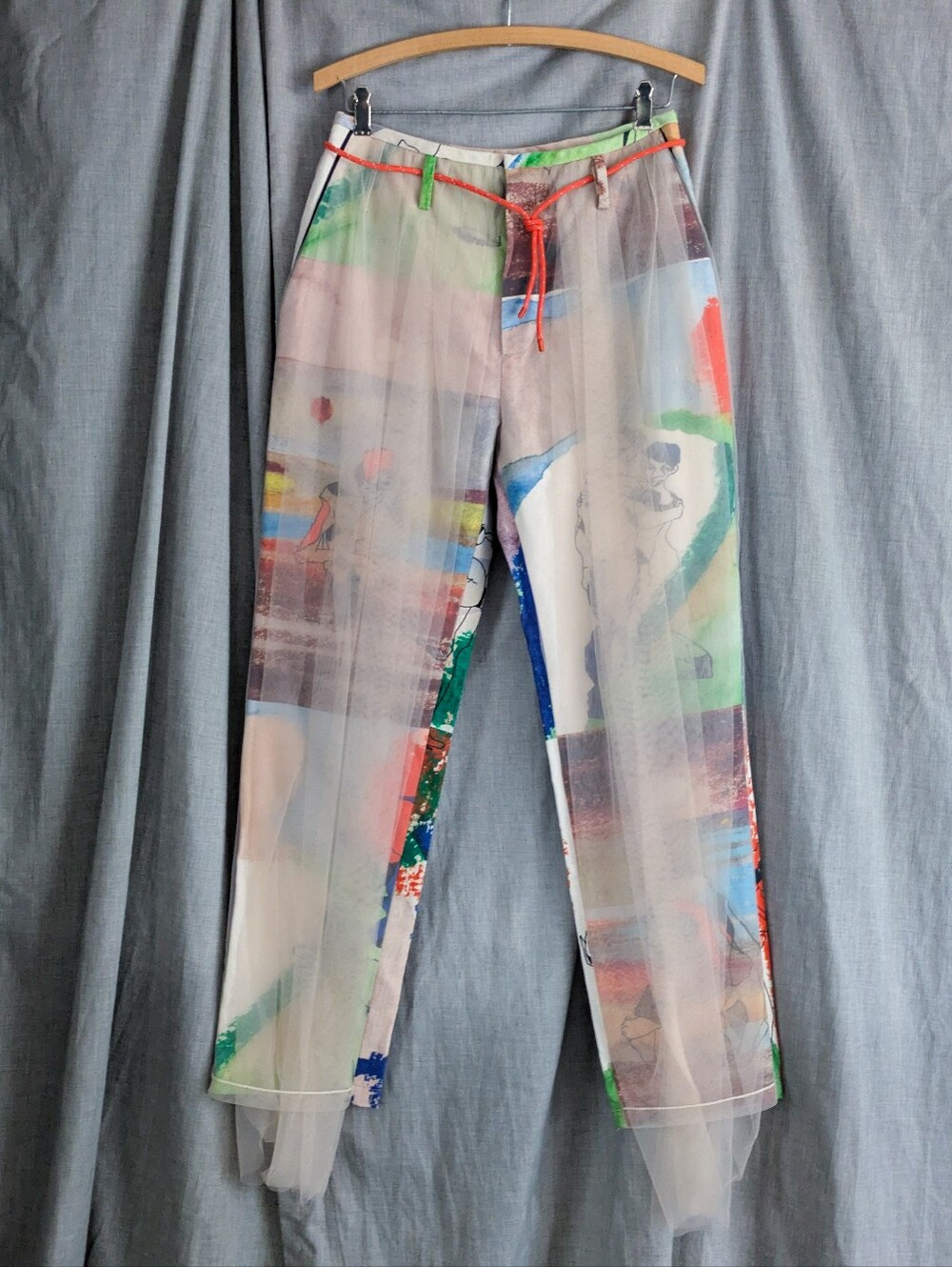 NWT Multicolor Pants With Tulle Overlay By Quetsche